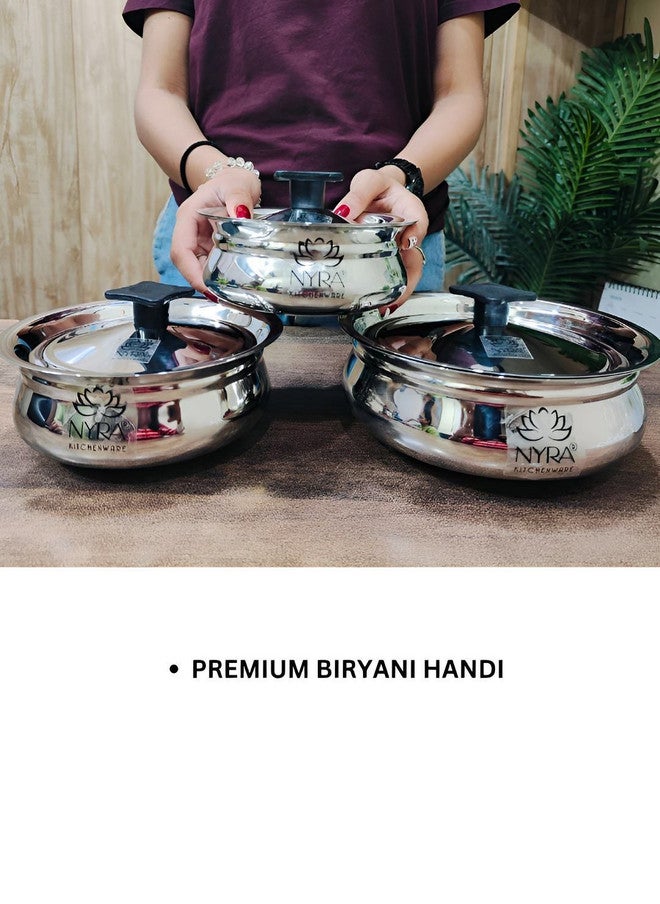 Nyra Kitchenware Silver-Toned Dishwasher Safe Stainless Steel Cooking Handi With Lid - Image 4